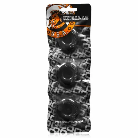 Oxballs Ringer Do-Nut 1 Black 3-Pack Flexible Ring Set