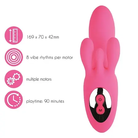 FeelzToys TriVibe Pink Intimate Wellness Device, Triple Motor, Silicone