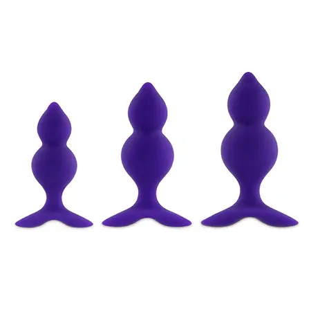 FeelzToys Bibi Twin Anal Plug Set 3 Sizes Silicone Purple