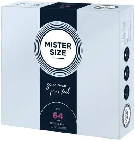 Mister Size 64 mm - Large Size Latex Condoms, 36-Pack