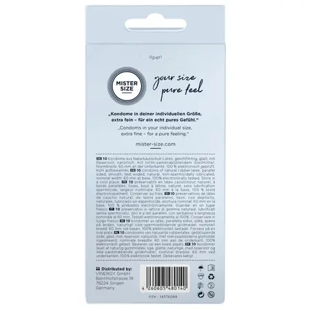 Mister Size 60 mm Condoms 10-Pack - Anatomically Tailored, Ultra-Thin