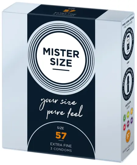 Mister Size 57 mm Condoms 3-Pack - Anatomical Fit, Premium Latex