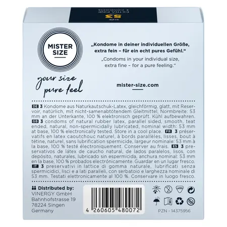 Mister Size 53 mm Anatomically Tailored Condoms 3-Pack