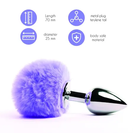 FeelzToys Bunny Tails Plug Purple - Metal Model with Soft Tail, Medium