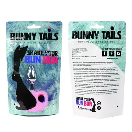 FeelzToys Bunny Tails Pink Plug - Metal Anal Model with Faux Fur Tail