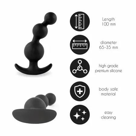 FeelzToys Plugz Black No. 4 - Medical Silicone Anal Plug, 9 cm