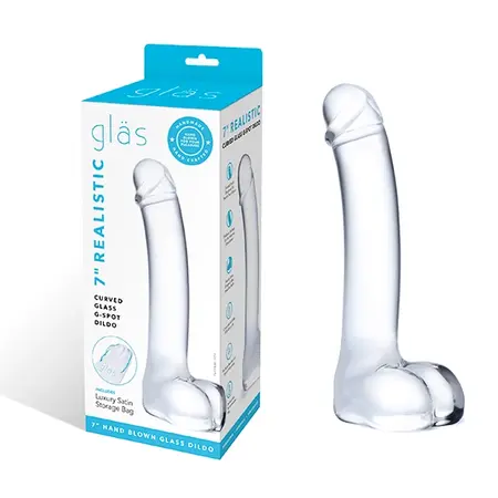Glas Realistic Curved Glass Intimate Massager 17.8 cm - Ribbed Tip