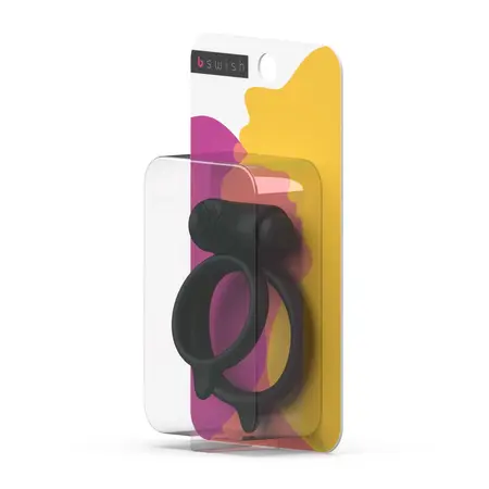 B Swish Bcharmed Basic Plus Black Silicone Dual Stimulation Ring