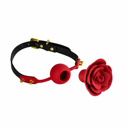 Zalo Rose Ball Gag Luxury Leather & Silicone Adjustable Strap 4cm
