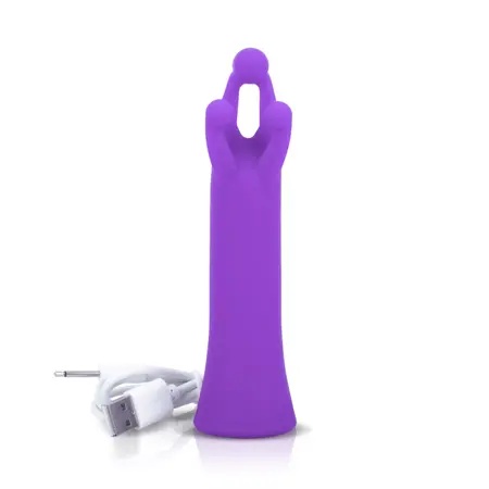 The Screaming O Charged Trident Purple - 3-Point Rechargeable Silicone Massager