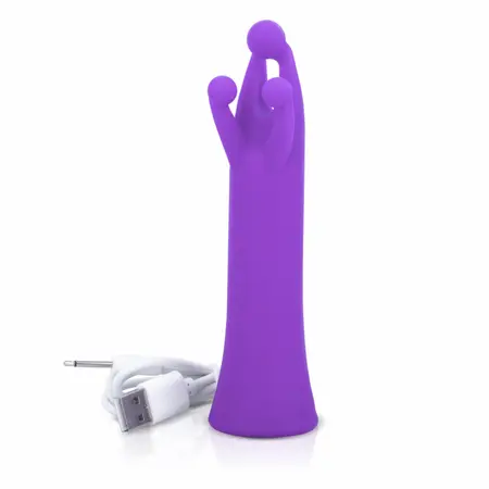 The Screaming O Charged Trident Purple - 3-Point Rechargeable Silicone Massager