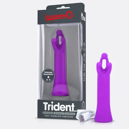 The Screaming O Charged Trident Purple - 3-Point Rechargeable Silicone Massager