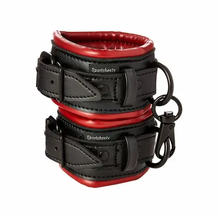 Sportsheets Saffron Adjustable Vegan Leather Wrist Restraints, Red