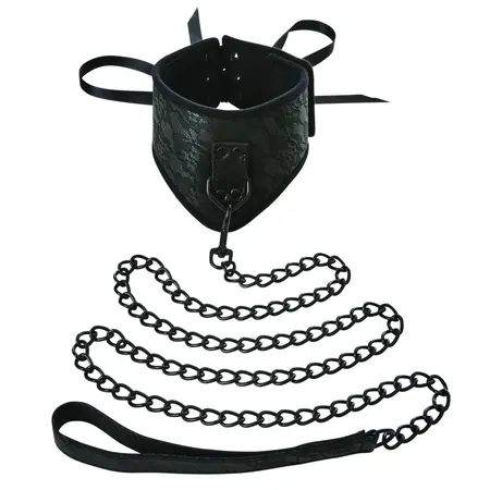 Sportsheets Sincerely Lace Adjustable Collar & Leash Set Black