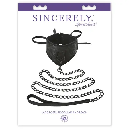 Sportsheets Sincerely Lace Adjustable Collar & Leash Set Black