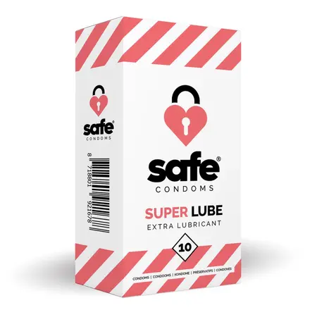 Safe Super Lube Anatomical Condoms 10 pcs Extra Lubricated 56 mm