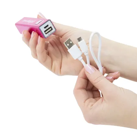 PalmPower Plug & Play Wand Massager Fuchsia 2600mAh USB Powerbank
