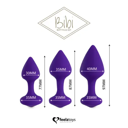 FeelzToys Bibi Set of 3 Silicone Intimate Plugs Purple