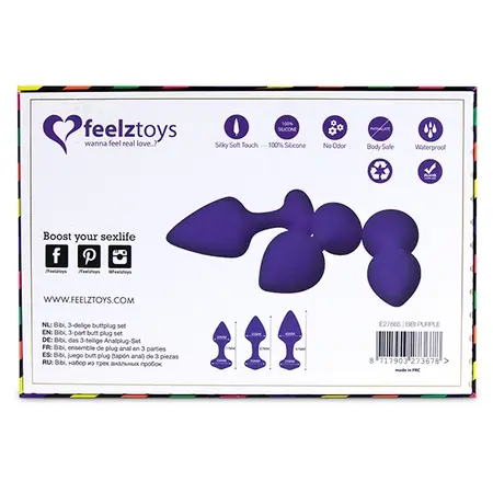 FeelzToys Bibi Set of 3 Silicone Intimate Plugs Purple