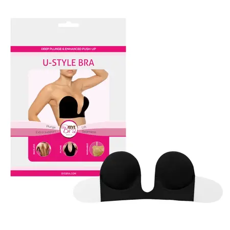 Bye Bra U-Style Support Bra Cup B Black - Adhesive, Low-Cut Solution