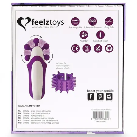 FeelzToys Clitella Intimate Oral Motion Device Purple, Compact USB