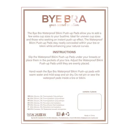 Bye Bra Waterproof Pads Clear - Invisible Support Inserts, 1 Pair