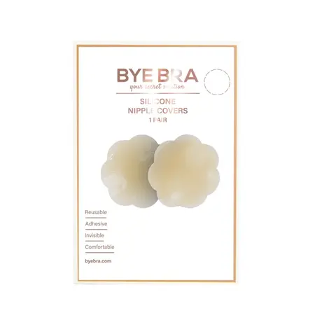Bye Bra Silicone Nipple Covers Nude Flower-Shaped Reusable 1 Pair