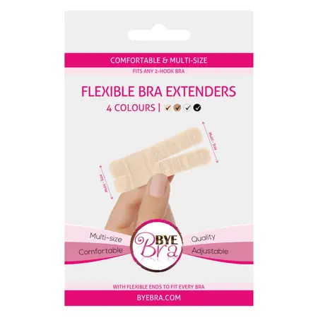 Bye Bra Flexible 2-Hook Bra Extenders Set Nude, Black & White Universal