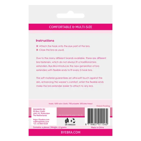 Bye Bra Flexible 2-Hook Bra Extenders Set Nude, Black & White Universal