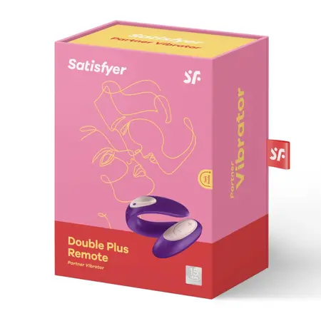 Satisfyer Double Plus Remote Silicone Intimate Device, Dual Motors, Purple