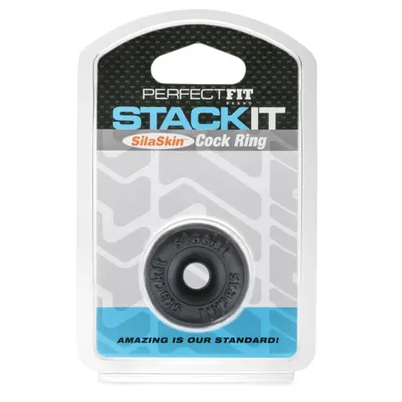 Perfect Fit Stackit Black SilaSkin Soft Comfort System Ring