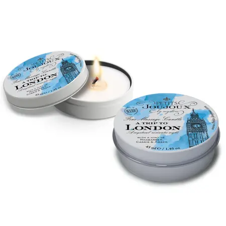 Petits Joujoux Massage Candle London 33g - Rhubarb, Amber & Cassis Aroma