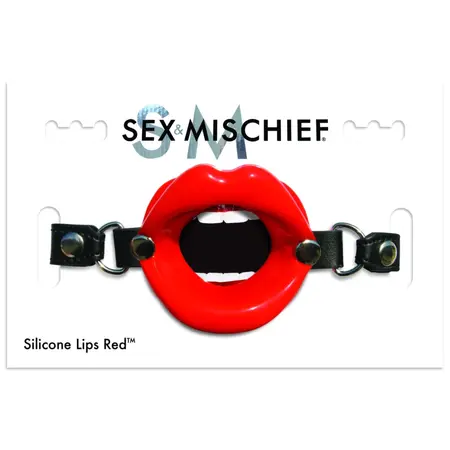 S&M Silicone Lips Model Red - Adjustable Vegan Leather Strap 64cm