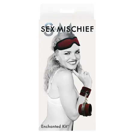 Sportsheets S&M Enchanted Set - Burgundy Blindfold & Adjustable Cuffs
