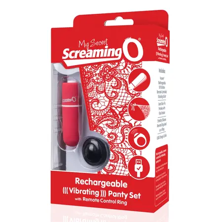 The Screaming O Charged Remote Panty System Red, USB Rechargeable