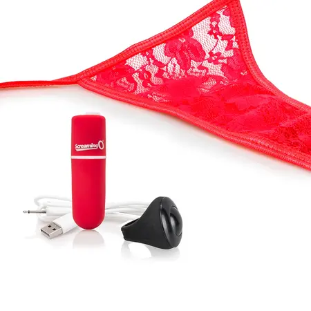 The Screaming O Charged Remote Panty System Red, USB Rechargeable
