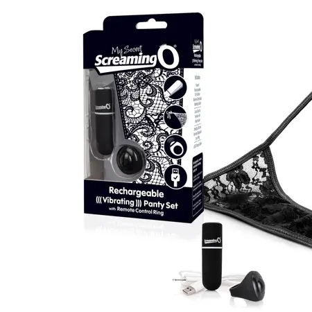 Screaming O Charged Remote-Control Intimate Panty Set Black Rechargeable