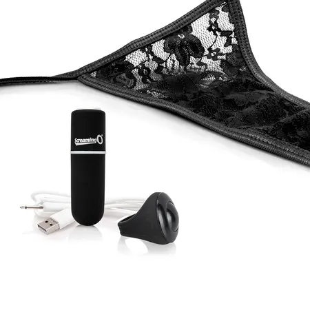 Screaming O Charged Remote-Control Intimate Panty Set Black Rechargeable