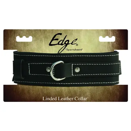 Sportsheets Edge Adjustable Leather Collar with Soft Lining Black