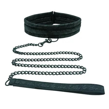 Sportsheets Sincerely Lace Adjustable Neck Collar with Leash Black