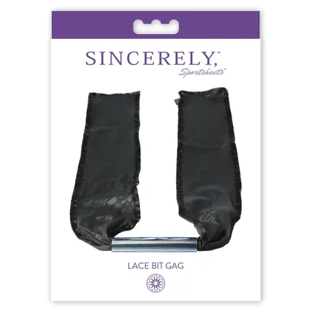 Sportsheets Sincerely Lace Bit Gag - Elegant Adjustable Black Lace 135cm