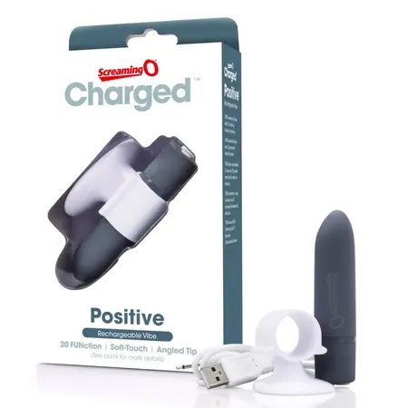 The Screaming O Charged Positive Grey - Rechargeable Massager, 20 Modes