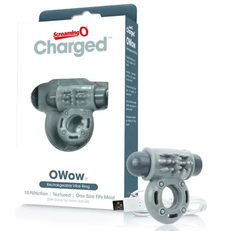 The Screaming O Charged OWow Grey - Rechargeable Intimate Ring, 10 Modes