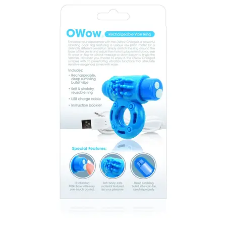 The Screaming O Charged OWow Intimate Vibrating Ring Blue Rechargeable