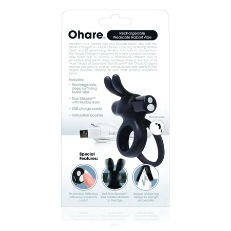 The Screaming O Charged Ohare Black Intimate Dual-Ring Silicone Device