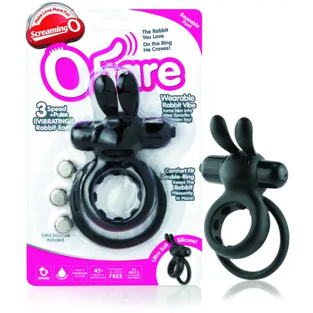 The Screaming O Ohare Black - Double Vibrating Silicone Ring
