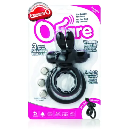 The Screaming O Ohare Black - Double Vibrating Silicone Ring