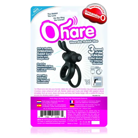 The Screaming O Ohare Black - Double Vibrating Silicone Ring