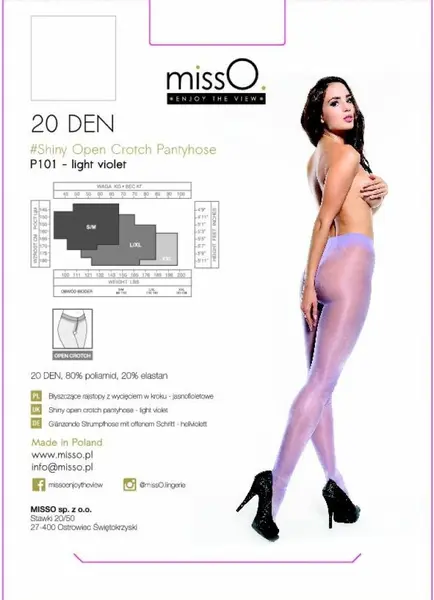 MissO P101 Tights with Open Gusset Light Purple XXL
