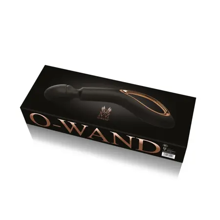 O-WAND Noir Rechargeable Waterproof Massager Black-Gold Ergonomic